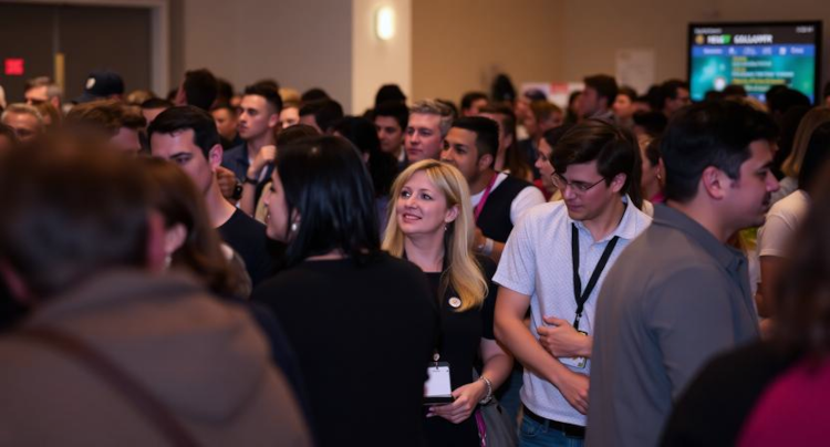 Crowd at a social event or meeting (respectful, welcoming)