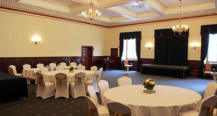 Elegant interior of Masonic Hall set for events